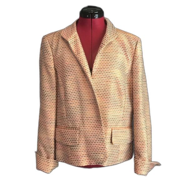Linda Allard for Ellen Tracy Blazer Women’s Size 14 Peach Open Front Long Sleeve - Picture 8 of 9